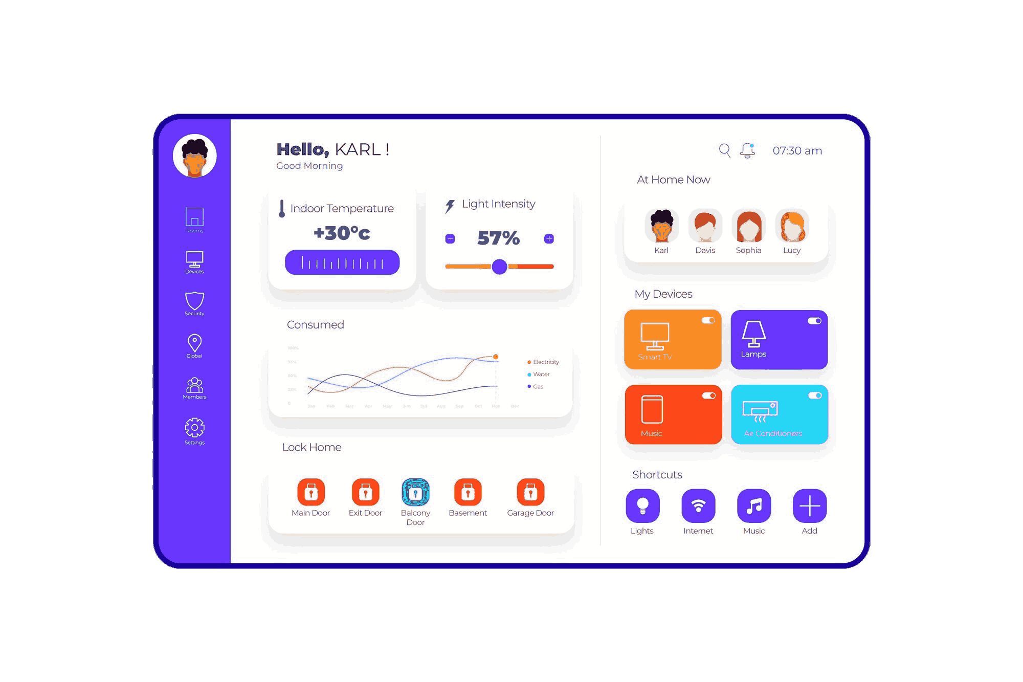 Smart Home Control App Interface